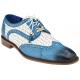 Belvedere "Gerry" Antique Blue Safari / White Genuine Ostrich / Italian Woven Calfskin Lace-up Shoes R24.